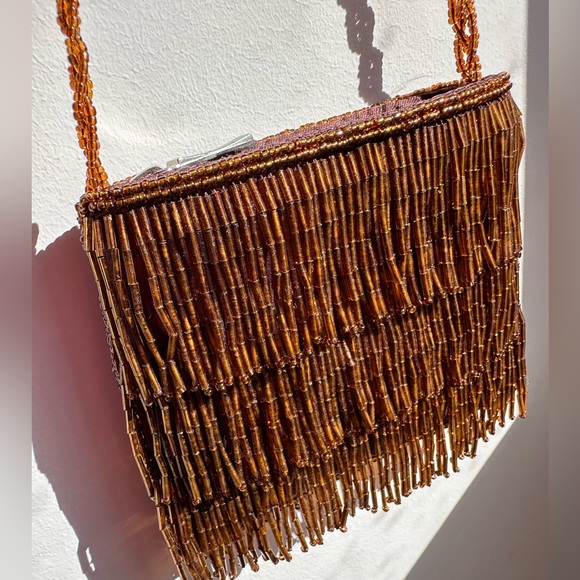 VINTAGE Beaded Tassle Purse with braided beaded strap - Picture 1 of 8
